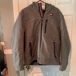 Tommy Hilfiger Men’s Grey Soft-Shell Classic Zip-Front Jacket.